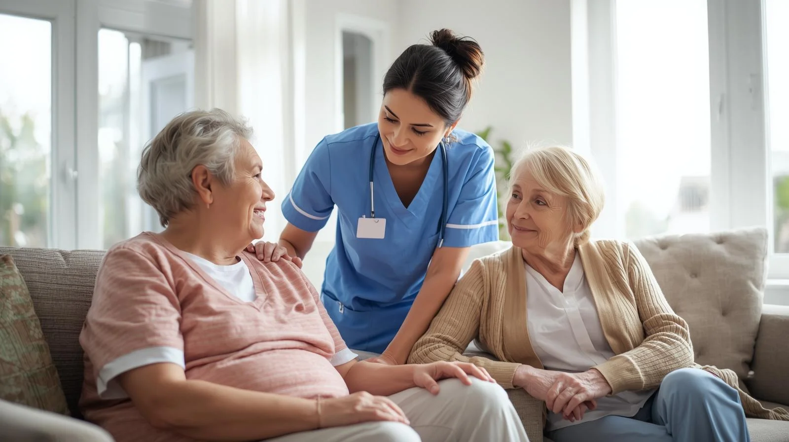 Professional home healthcare nurse providing compassionate family care